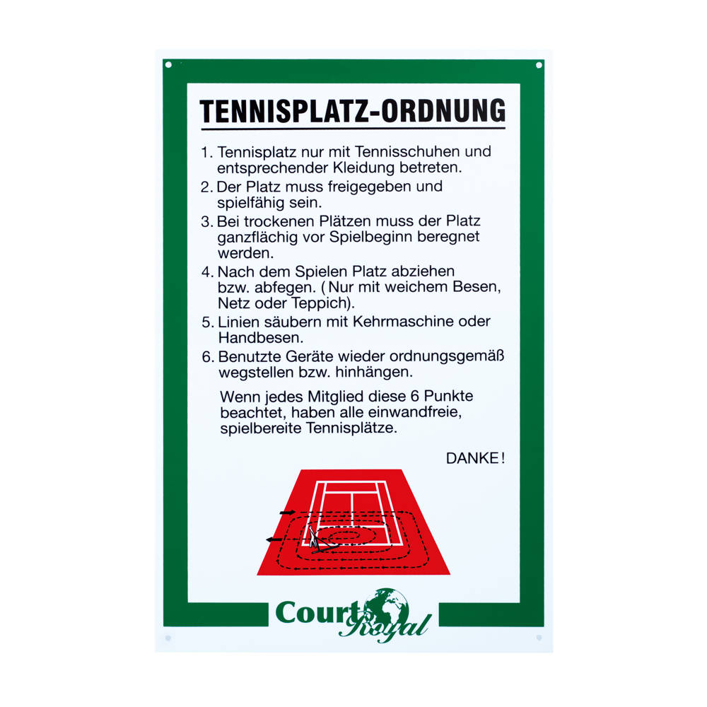 Platzordnung Tennisplatzzubehör und Tennisplatzgeräte